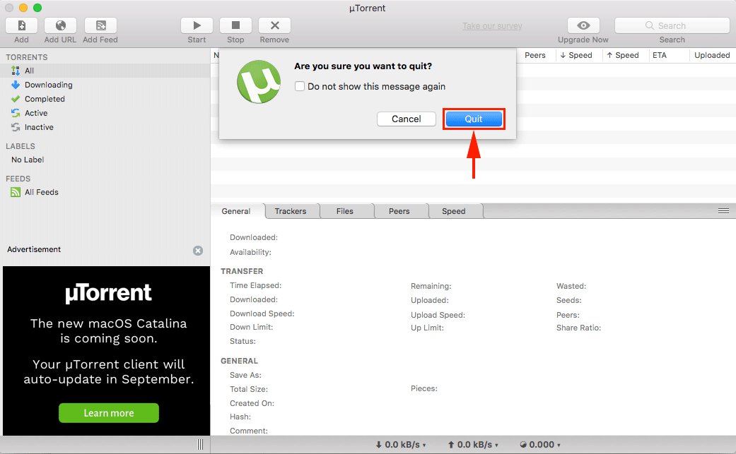 перезапуск Utorrent для mac OS